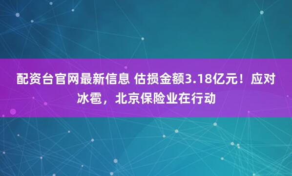 配资台官网最新信息 估损金额3.18亿元！应对冰雹，北京保险业在行动
